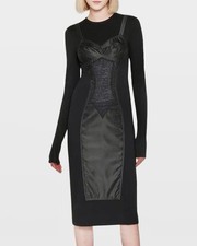 Dolce & Gabbana Dress Sheath Midi Black Long Sleeve, IT-44 NWT Black