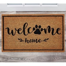 Natural/Black Welcome Home Paw Coir Outdoor Doormat, 18" X 30"