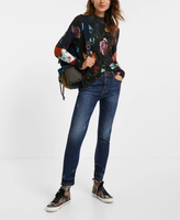 Desigual Damen Bluse Oberteil Strick Blumen Wolle Mix Gr. Xs 34 20WWJFEP