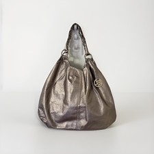 Elliott Lucca Hobo Oversize Metallic Braided Handle Leather Bag XL