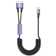 JSADZKJ Coiled Multi USB C Charging Cable Type C Splitter Spring 4A...
