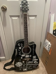 Oscar Schmidt Black Dreadnought Acoustic Guitar (with stickers)