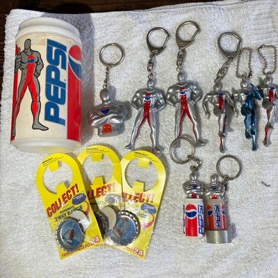 Bulk sale PEPSIMAN Action Figure Charm Keyring Retro Vintage Various Collector