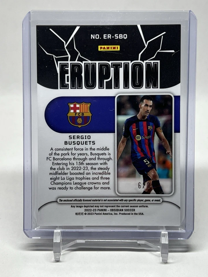 2022-23 Panini Obsidian Sergio Busquets Eruption Red 6/8 Patch FC Barcelona SSP - Image 2 of 2