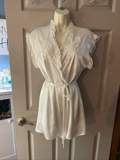 Linea Donatella Ivory White Bridal Mini Robe Peignoir Sequin Appliqu Size S
