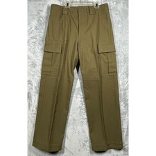 DKNY Mens Olive Green Cotton Wool Blend Cargo Military Pants Size 32 Button Fly