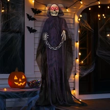 Outdoor Creepy 6FT Halloween Holiday Decor Animatronics Grim Reaper with Chain