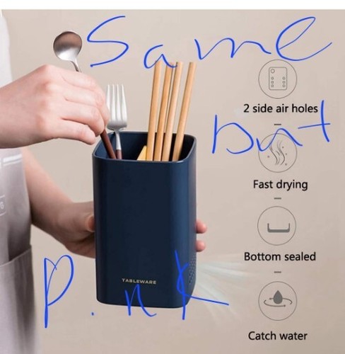 Porta utensili da cucina organizzatore bacchette indipendente, ROSA - Foto 3 di 5