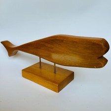 Wood Sculpture Hand Carved Whale Figurine 12.5"