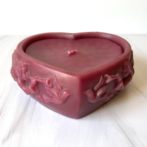 Vintage Kandlestix Heart Candle Cherub Angel Bird Flower Box & Lid ALL WAX - Picture 10 of 16