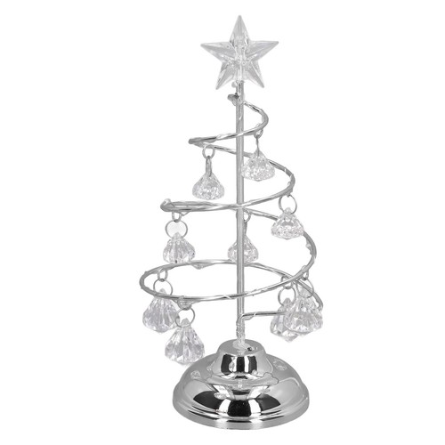 (Silver)small Room Tabletop Metal Christmas Tree Lamp Spiral Wrought Iron - Picture 4 of 22