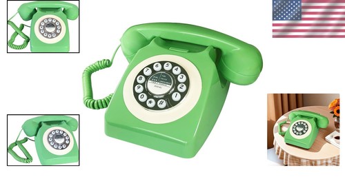 Teléfono fijo retro clásico con dial pulsador - Perfecto para decoración del hogar - Imagen 2 de 10