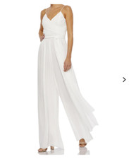 MAC DUGGAL PLEATED WIDE LEG WHITE JUMPSUIT sz S