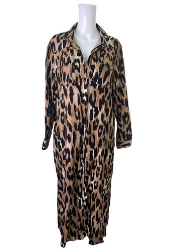 Fransa Shirt Dress Size Medium Brown Animal Print Buttons Womens NEW EU42 RRP£70 - Picture 6 of 12