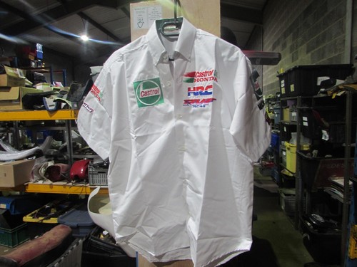 CAMISETA ORIGINAL DEL EQUIPO DE CARRERAS HONDA FACTORY ORIGINAL DE LA DÉCADA DE 1990 CASTROL RVF RC45 DERECHA HRC - Imagen 1 de 7