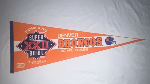 De colección 1988 Super Bowl XXll Denver Broncos banderín 30x12 - Imagen 1 de 5