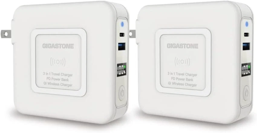 Беспроводное портативное зарядное устройство Gigastone 4 в 1 10000 мАч Qi 20 Вт беспроводной банк питания - Изображение 2 из 3