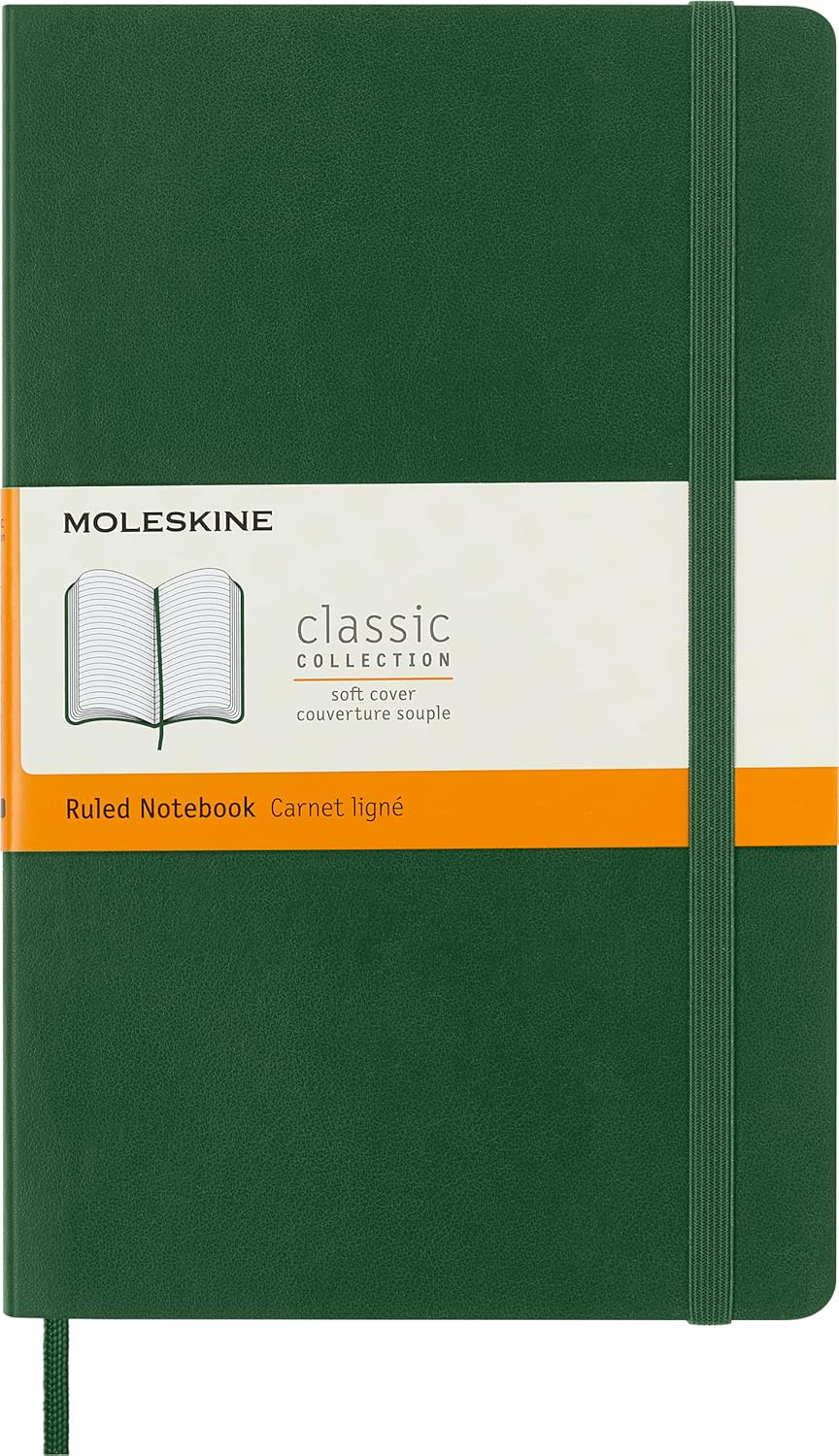 Moleskine Classic Soft Cover Notebook Large 5x8.25 Myrtle Green 192 Pages