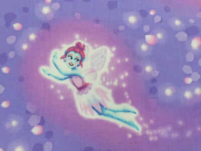 PIXIES & PETALS TOSSED FAIRIES by Henry Glass GLOW IN THE DARK FABRIC 1/2 YD