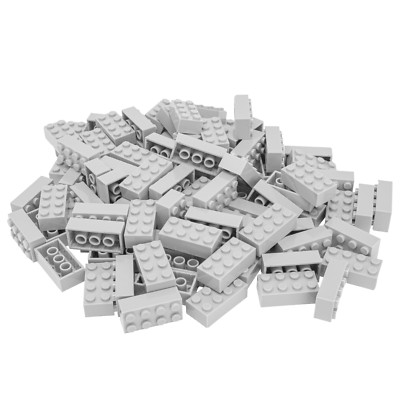 Minizfigs 2x4 Classic Building Bricks 100 PCS Creative Toy Set (Lt Gray) 3001