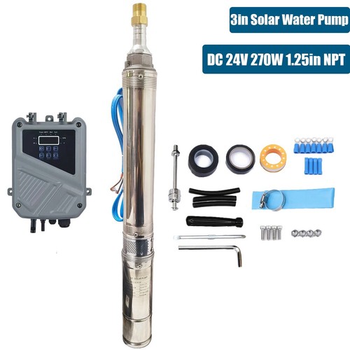 270W 3" DC 24 Solar Pump Submersible Pump Bore Deep Well Pump + MPPT Controller - Picture 2 of 17
