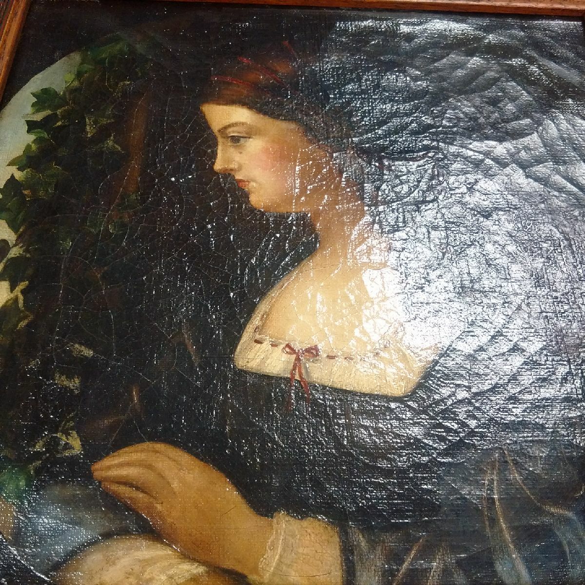 Stunning 19th Century Victorian Painter Pre-Raphaelite Tondo Oil On Canvas Painting