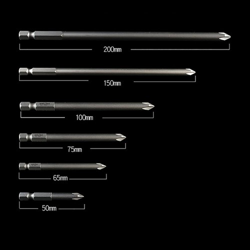 Extra Long 50-200mm Phillips Cross Head 1/4" Hex Shank Magnetic Screwdriver Bits - Picture 8 of 51