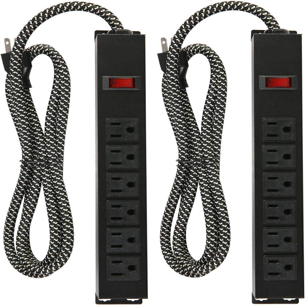 Surge Protector Power Strip 6 Outlet Heavy Duty Wall Mount 6ft Cord 2 Pack-image