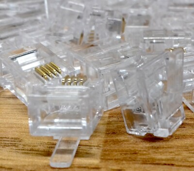 Spina Per Telefono Rj11 100 Connettori RJ11 6P4C A Crimpare Per Telefono /Fax/ADSL - Spine Telefoniche, Categoria 3, 4 Pin Spine Telefoniche A Crimpare - Foto 2