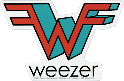 Sticker - Weezer Blue Red 3D W Logo Rock Pop 1990s Music Band 5