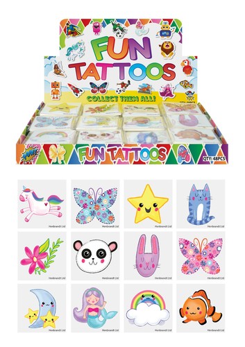 48 TEMPORARY TATTOOS Kids Childrens Girls Boys Novelty Party Loot Bag Fillers - Picture 7 of 32