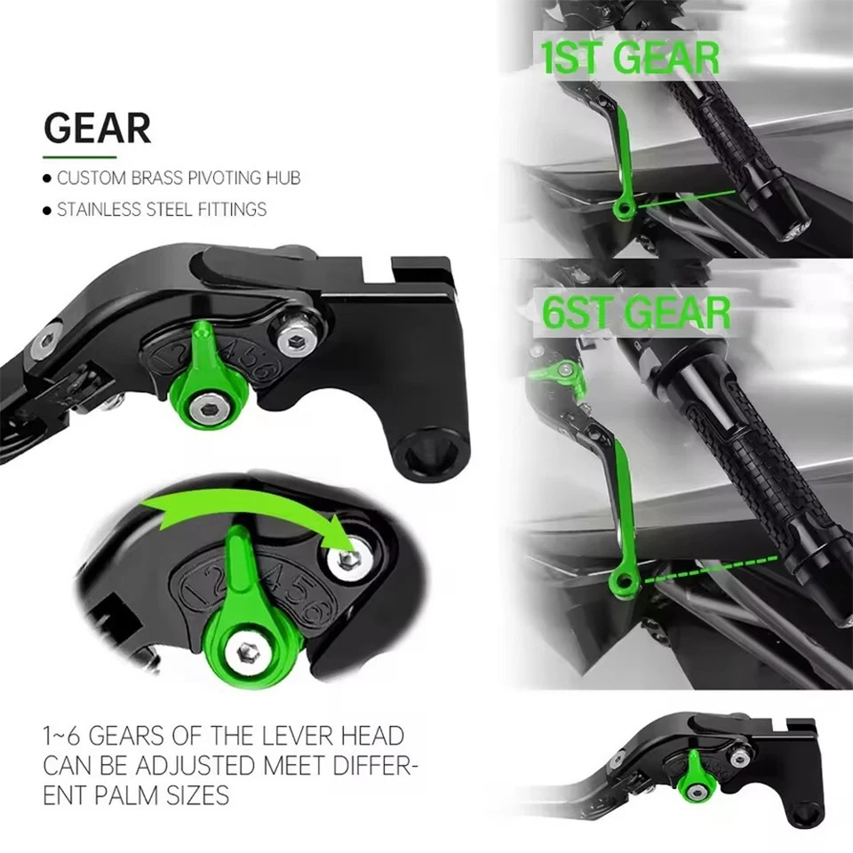 For Kawasaki NINJA ZX12R 2000-2005 Brake Clutch Lever Handlebar Hand Grips Ends Foto 3 de 4