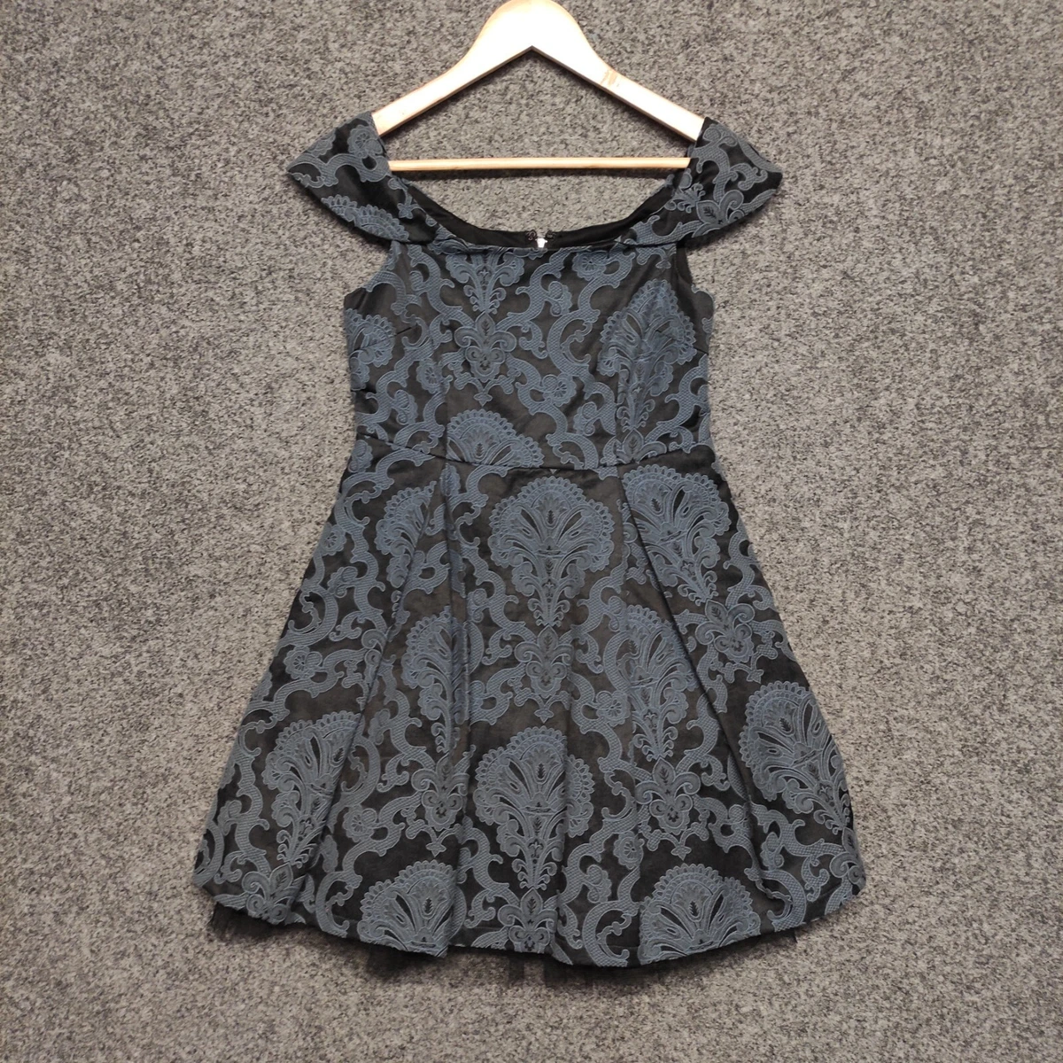 Dotti Womens Dress Size 10 Blue Fit Flare Short Sleeve Stretch