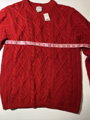 Talbots Kids Crew Neck Cable Knit Fisherman Sweater Size 14 Red Holiday NWT - Picture 5 of 9