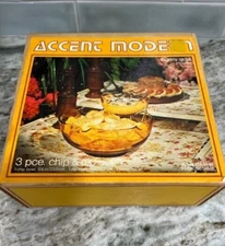 Anchor Hocking Accent Modern Honey Gold Chip And Dip Bowl New Old Stock