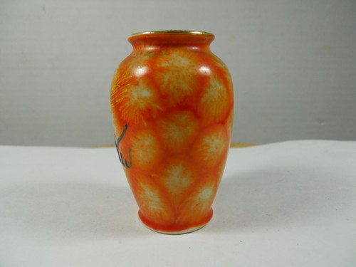 Mini jarrón de cerámica naranja de Japón ocupado de colección urna de 2,5" de alto motivo dragón - Imagen 5 de 10