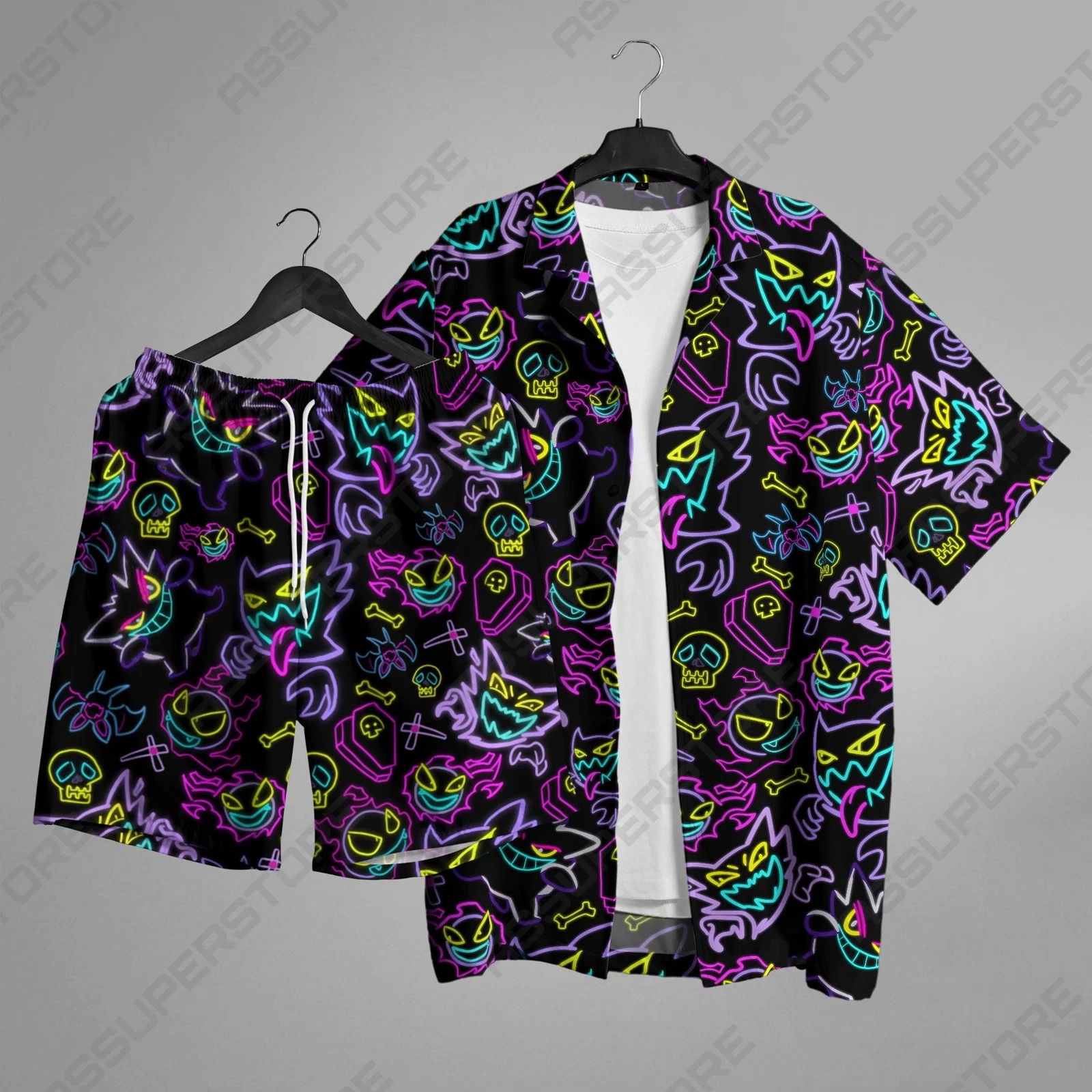 Adorable Gengar Hawaiian Button-Up Shirt Apparel for Fans of the Mischievous
Opens in a new window o