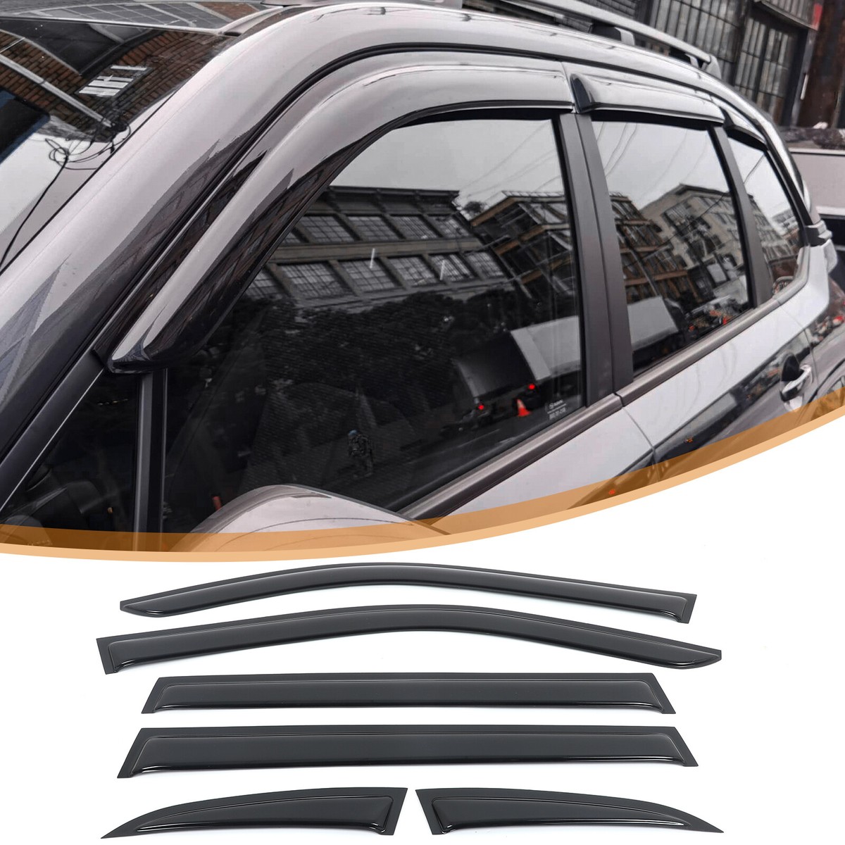 6PCS Window Visor Vent Shade Rain Guards Door Visor For Subaru