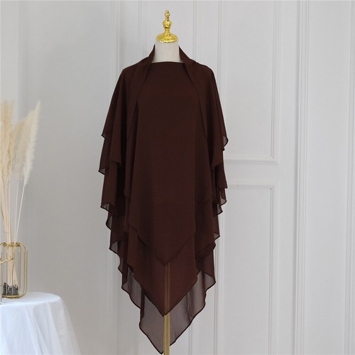 Women Overhead Hijab 3 Layer Prayer Muslim Khimar Headscarf Robe Burqa Islam New - Picture 9 of 47