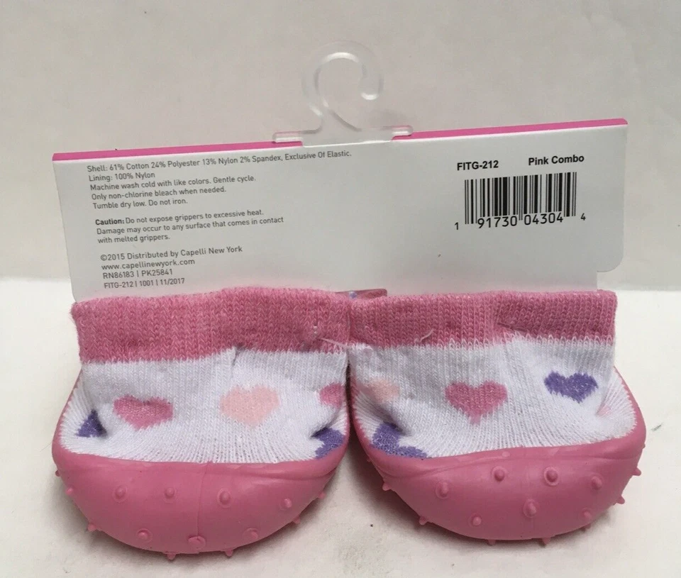 Calcetín Zapatilla Capelli New York Rosa Talla 6 Meses con Pinza Parte Inferior Nuevo en Paquete Foto 4 de 4