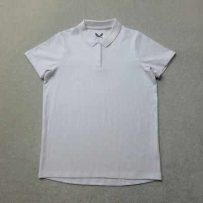 Castore Tennis Poloshirt Damen UK 10 Weiß Golf Sportswear Freizeit EU 38 Neu ohne Etikett