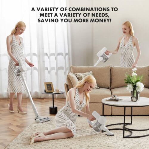 Stick Cordless Vacuum Cleaner, Electric Rechargeable Handheld with LED, White - Picture 2 of 8