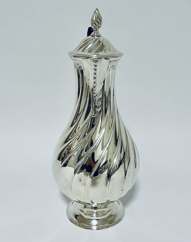Antica brocca pentola acqua calda in argento massiccio di buona qualità per tè 1908 Sibray - Foto 8 di 15