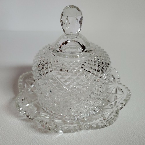 Avon Fostoria Crystal Covered Butter Dish Dome Lid Scallop Edge Dish Small Round - Picture 11 of 12