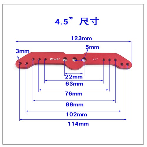 KIT de bandeja de timón doble anodizado milagroso de radiocontrol con doble brazo de 4,5 pulgadas para modelo - Imagen 4 de 5