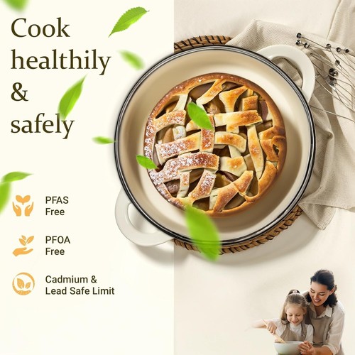 Overmont Enameled Cast Iron Dutch Oven - 7QT Pot with Lid Cookbook & Pot Holder - Picture 7 of 14