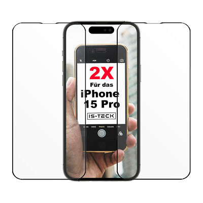 2x iPhone 15 Pro 3D Full Screen Cover Panzer Schutz Glas Displayschutz 9H