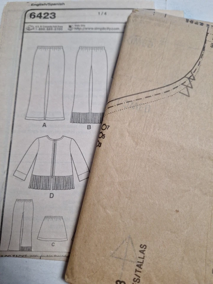 Pants Skirt Jacket Bag Girl 3 4 5 6 7 8 New Look Simplicity 6423 Sewing Pattern - Image 3 of 4