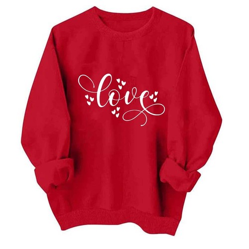 Women's Casual Fashion Valentine's Day Print Long Sleeve O-Neck Sweatshirts - Picture 7 of 33