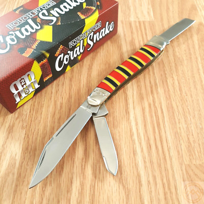 Rough Ryder Texas Stockman Pocket Knife 440A Steel Blades Synthetic Handle 2225